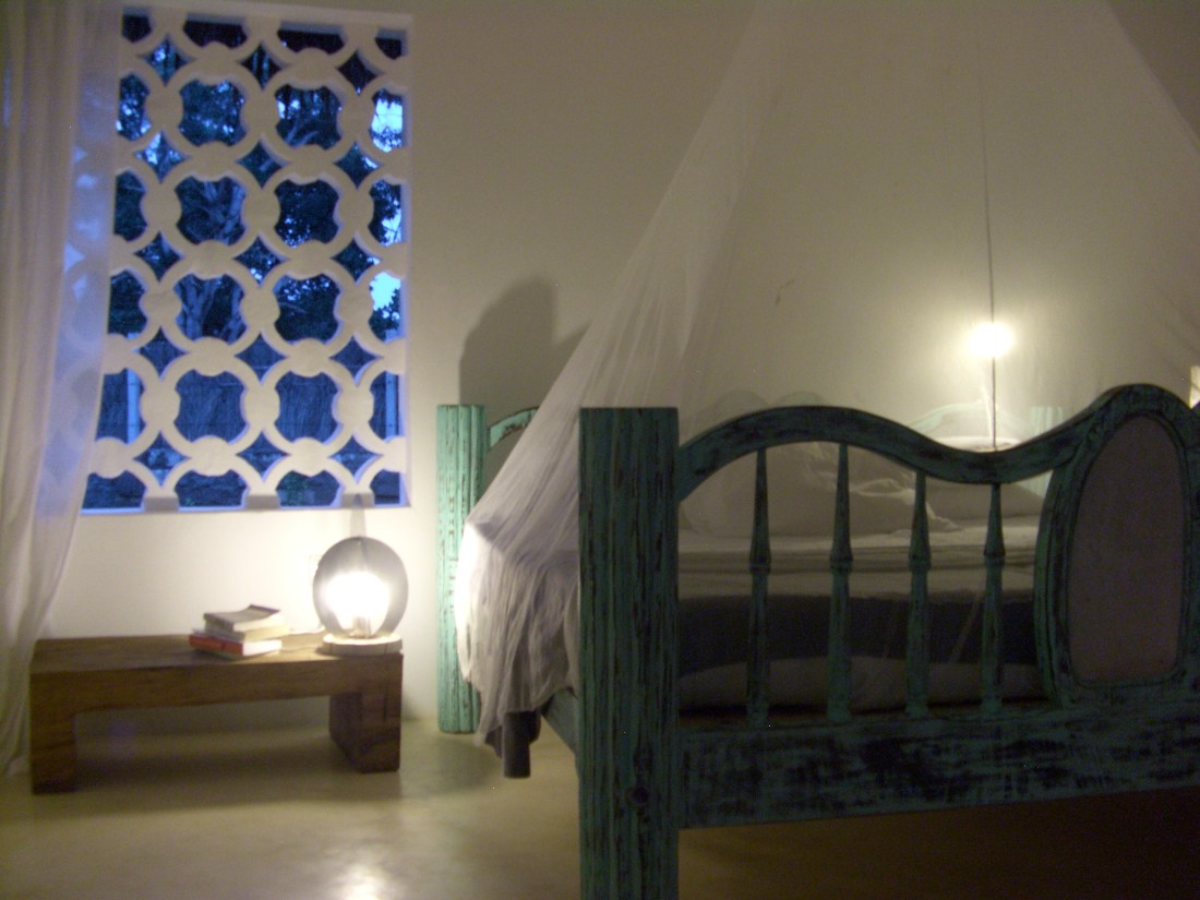 My favourite bedroom in the last 3 years with the smells and sounds drifting into my mosquito net each night